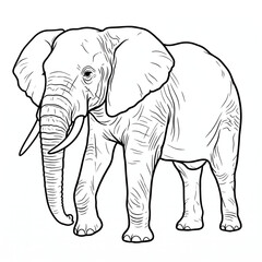 Fototapeta premium African elephant line art walking isolated coloring page vector illustration
