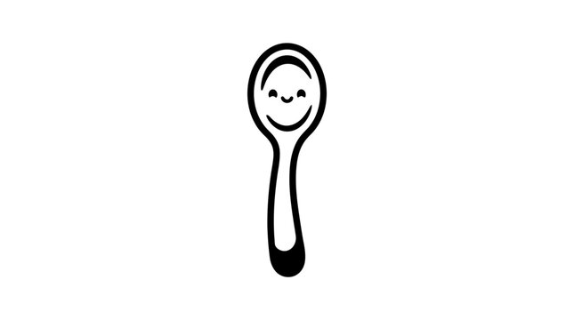 Simple smiling cartoon spoon illustration on white background