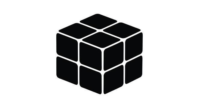 Rubik s cube silhouette on a white background