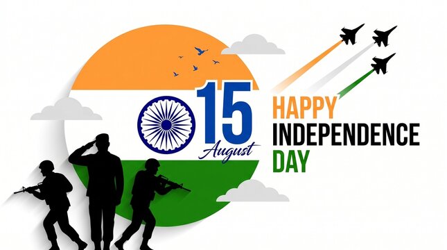 Indian Independence Day Creative Design concept 15th August, Indian Army, celebrating the victory of the Indian Army on Republic Day, Amar Jawan Jyoti. Kargil Victory Day. Indian Army Martyrs