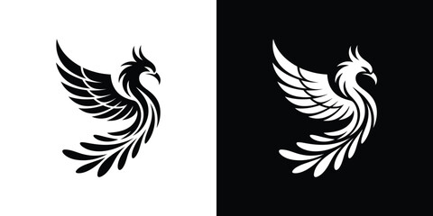 Fototapeta premium Black and white of a pair of swans facing each other