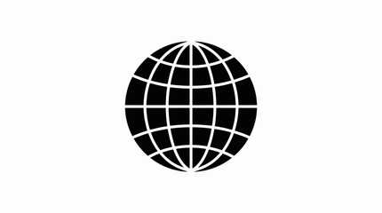 Obraz premium Minimalist black globe icon on white background