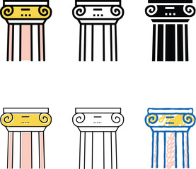 Naklejka premium greek column color icon multistyle vector. greek column sign. isolated symbol
