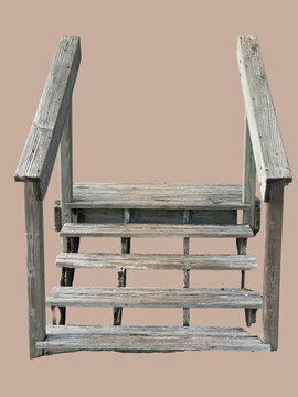 Old wooden stairs isolated