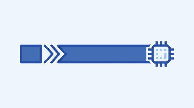 Abstract technology concept with a digital processor chip icon and a loading progress bar