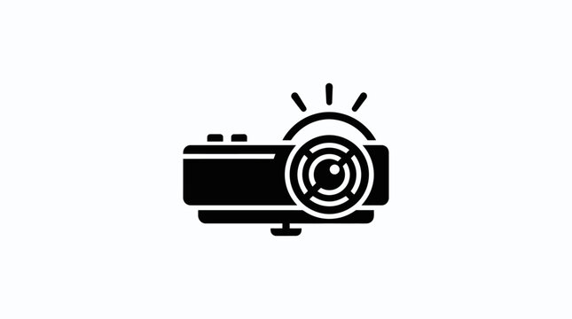 Digital projector icon black silhouette on white background for presentation technology