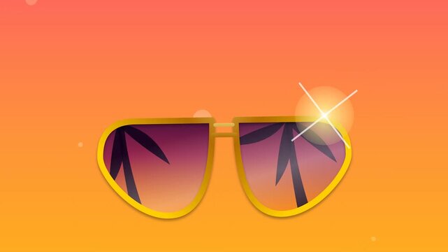 Summer Vacation Sunglasses Motion Design Video, Tropical Sunset Background for Travel Presentation and Social Media Hero Header