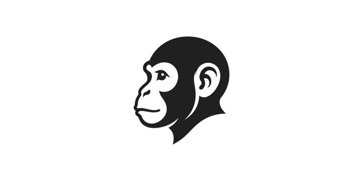 Minimalist Chimpanzee Primate Head Vector Logo