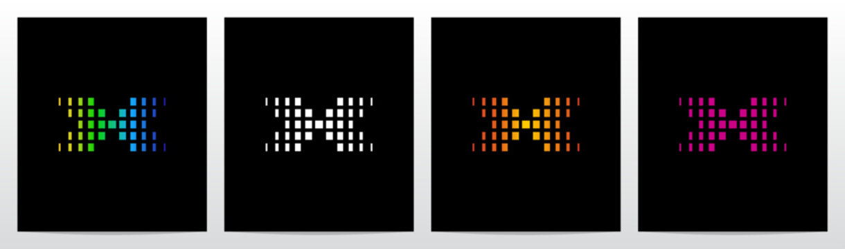 Rectangles Squares Faded Fractal Geometric Letter Initial Logo Design X