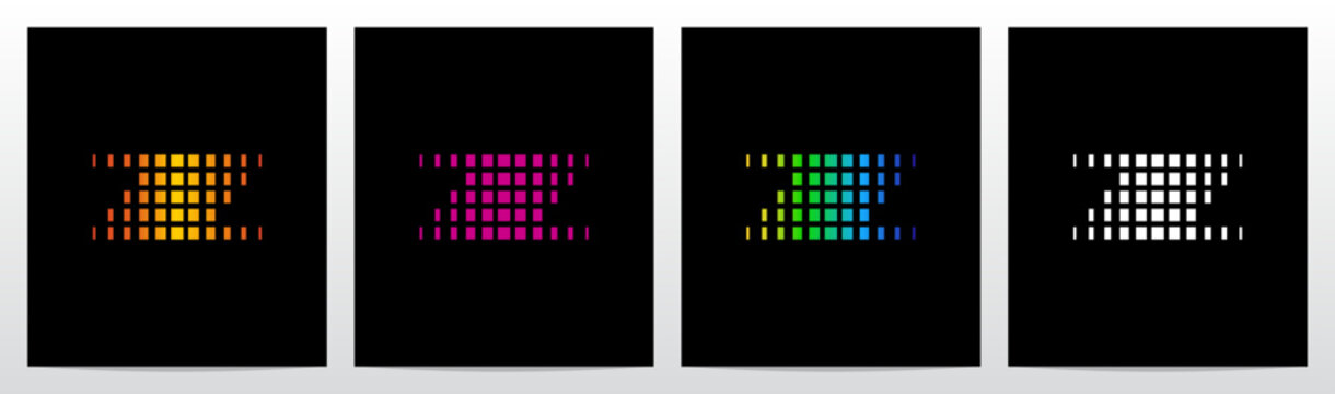 Rectangles Squares Faded Fractal Geometric Letter Initial Logo Design Z