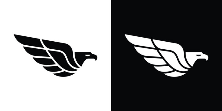 Black and white of abstract bird wings in flight black background, white wings silhouette