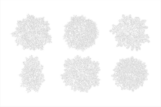 Set of top view tree vector illustrations for architectural landscape design