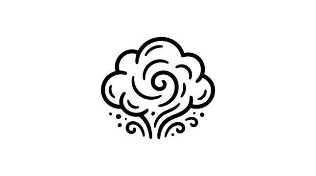 Black and white abstract spiral cloud and tree root design