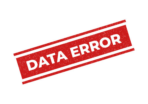 Red data error warning stamp with bold text