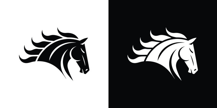 Black and white of two galloping horses in dynamic motion black background, white horse galloping horses
