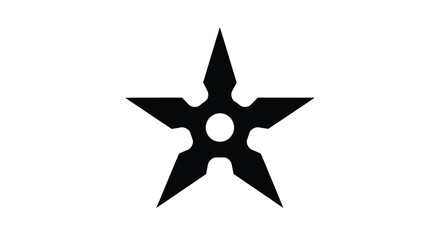 Obraz premium Black Shuriken Silhouette On White Background Martial Arts Weapon