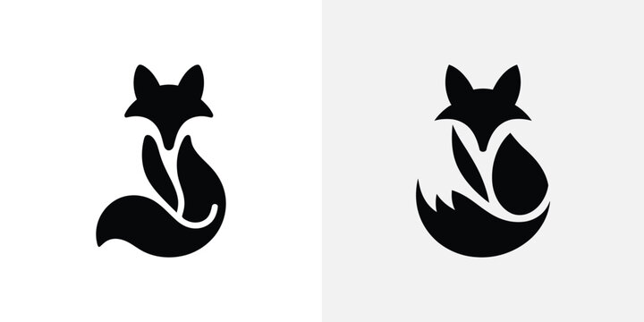 Black and white of two stylized wolf heads facing each other animal silhouette minimalist monochrome