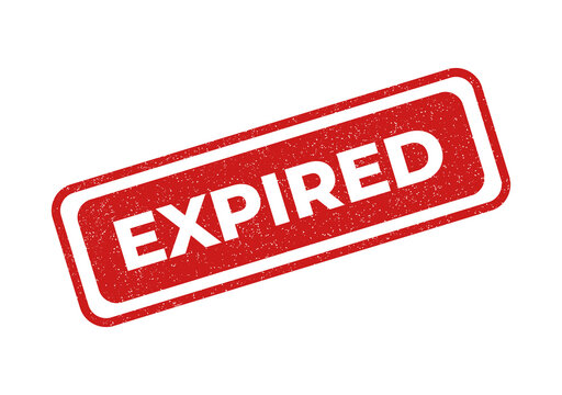 Red expired stamp or label with bold text
