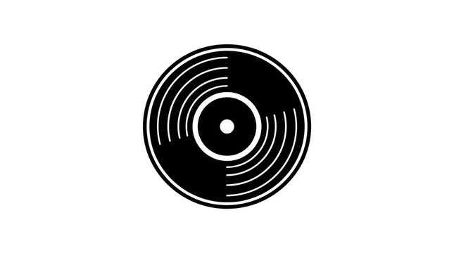Minimalist vinyl record graphic icon on white background