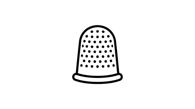 Simple line drawing of a sewing thimble on a white background