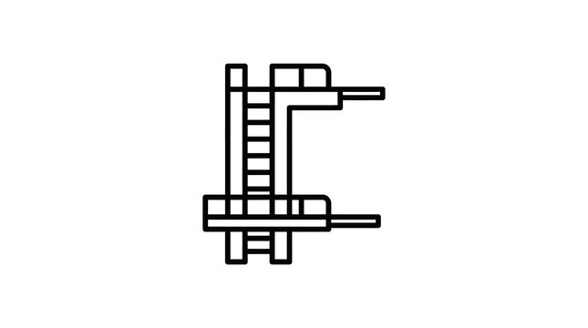 Minimalist line art icon of a diving board tower.