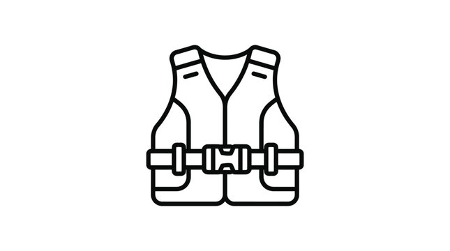Safety life jacket line art illustration.