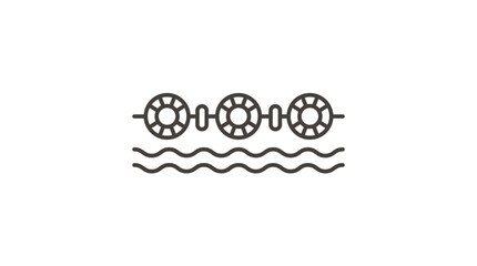 Swimming pool lane divider with floating buoys. © Kazu