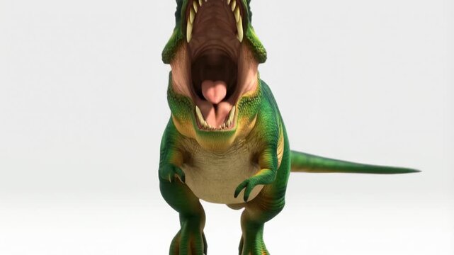 Roaring dinosaur animation with green trex in motion