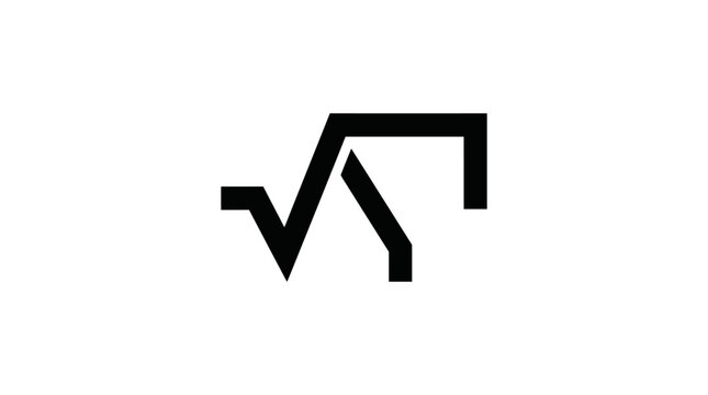 Black square root symbol on white background mathematical sign