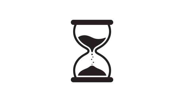 Classic black hourglass icon symbolizing time passage and countdown timer