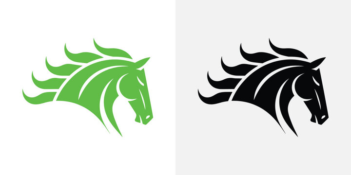 Green and black of a stylized dragon head with spiked horns, side profile view dragon stylized dragon