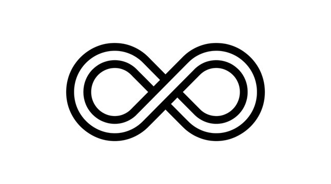 Infinite loop symbol black and white abstract graphic design element