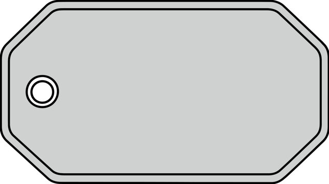 Blank gray military style dog tag or identification label.