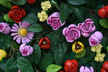 Naklejka premium Background with Lego flowers