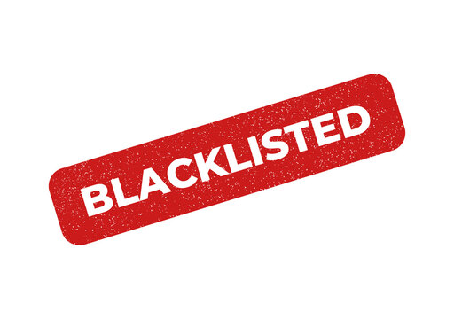 Red rectangular blacklist warning badge