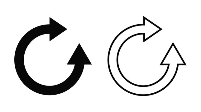 Circular arrow symbols black and white line art silhouette