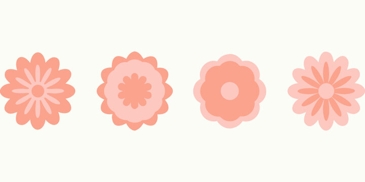 Coral Flower Illustrations A Set Of Four Decorative Floral Designs
