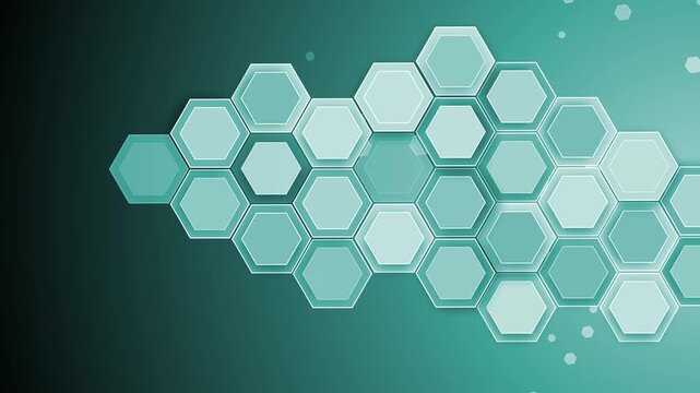 Hexagonal technology shape background animation, Abstract hexagonal pattern on gradient background, modern technology concept