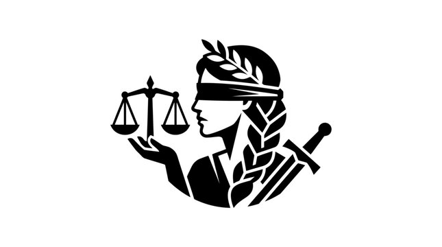 Blindfolded lady justice holding balance scale symbol