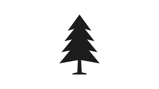 Simple black silhouette of a pine tree on white background