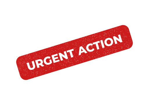 Red urgent action alert banner with bold text