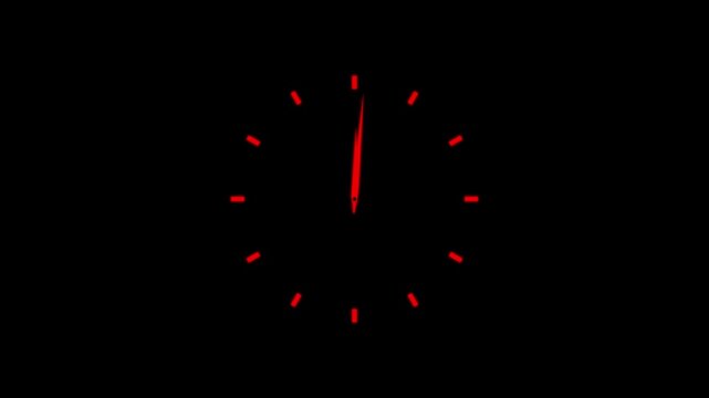 Abstract clock icon animation on black background. 4k video