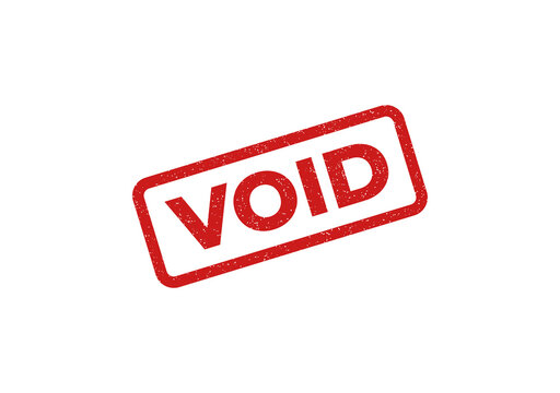 Red void stamp on white background