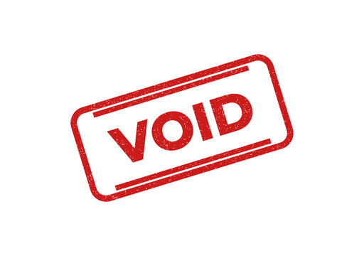 Red void stamp on white background