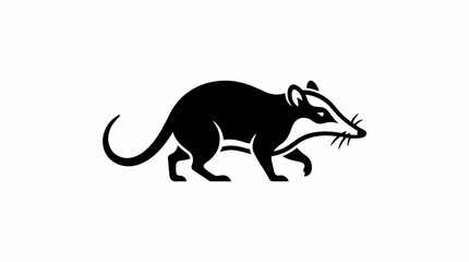 Fototapeta premium Black and white silhouette illustration of a rodent walking