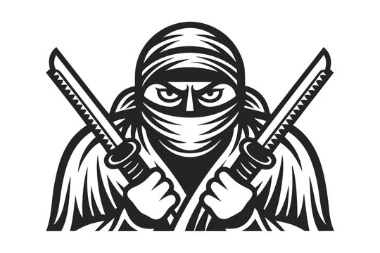 Action-Packed Ninja Warrior Character Design with Dual Daggers and Stealth Mask