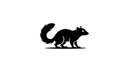 Fototapeta premium Black silhouette of a squirrel standing on a white background