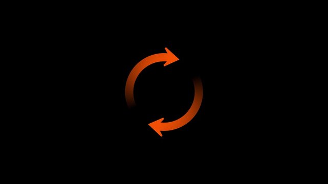 Circle arrow refresh and reload icon animation with loading progress on black background.