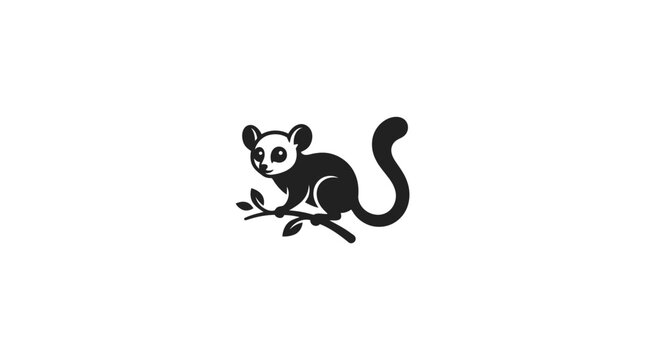 Minimalist black and white cute animal mascot illustration