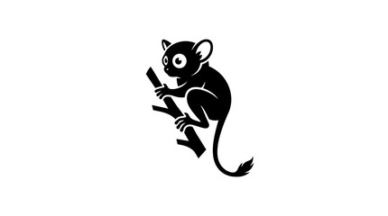 Obraz premium Black and white silhouette of a mouse holding a smartphone